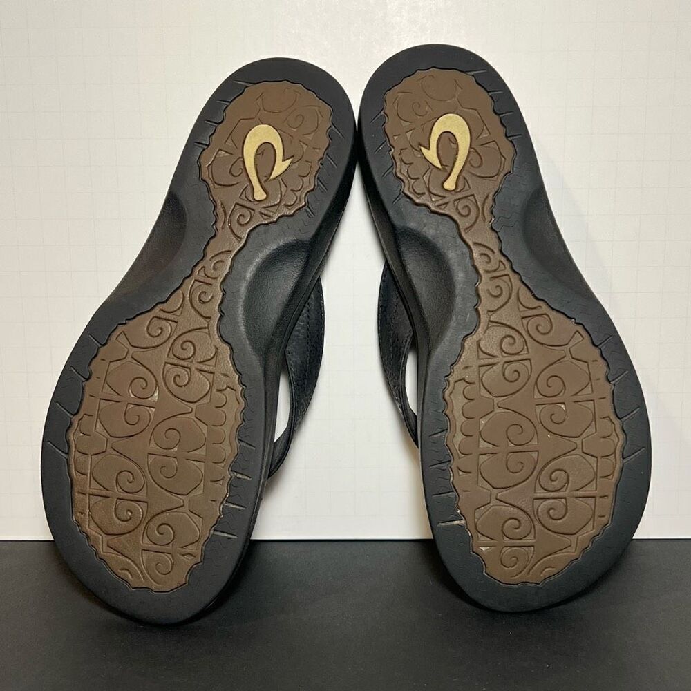 Womens OLUKAI Ohana Black Flip Flop Sandals / Size 7 - Picture 7 of 8